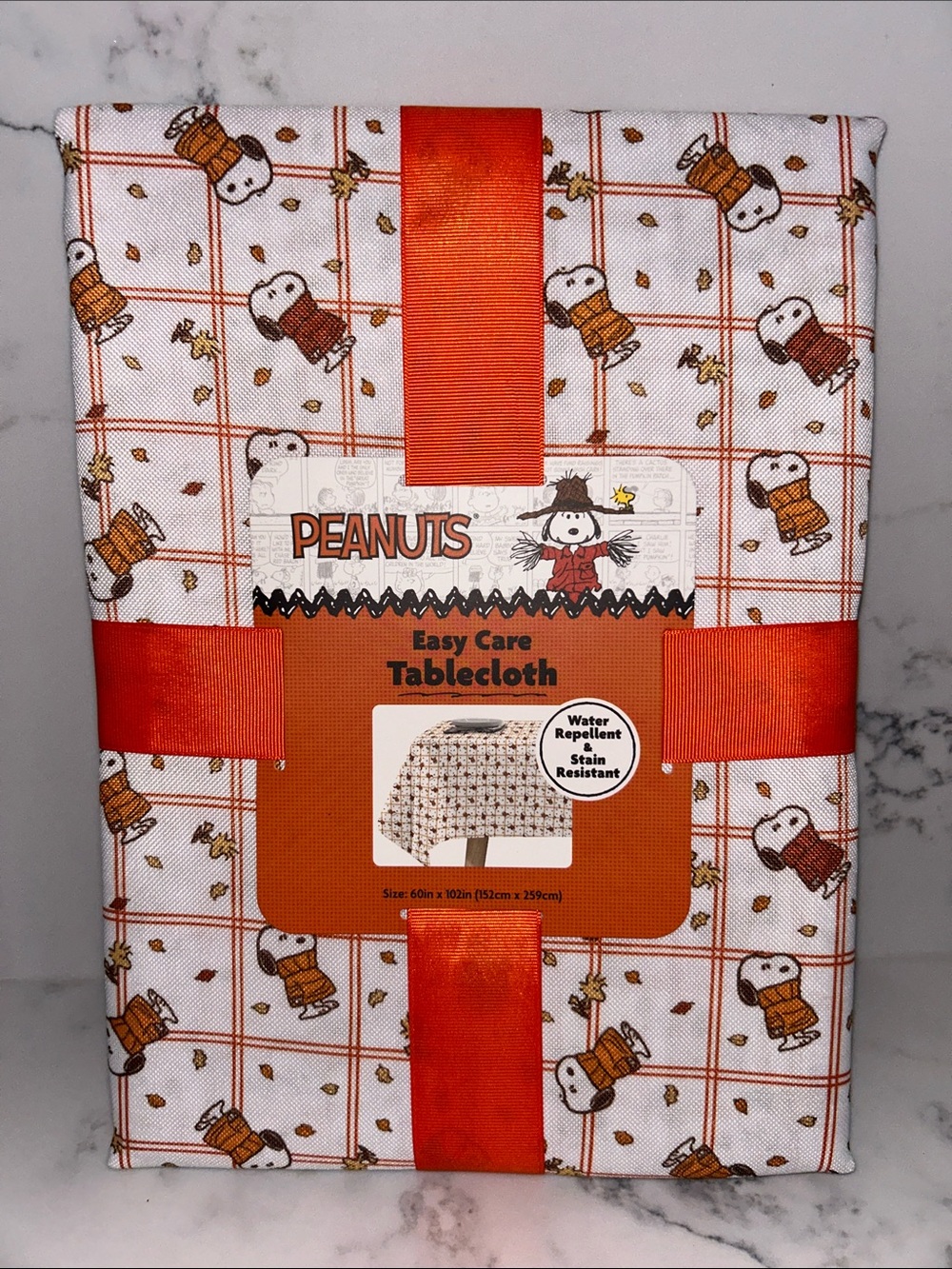 Peanuts Snoopy Woodstock Fall Tablecloth 60”x102” Thanksgiving Autumn Plaid